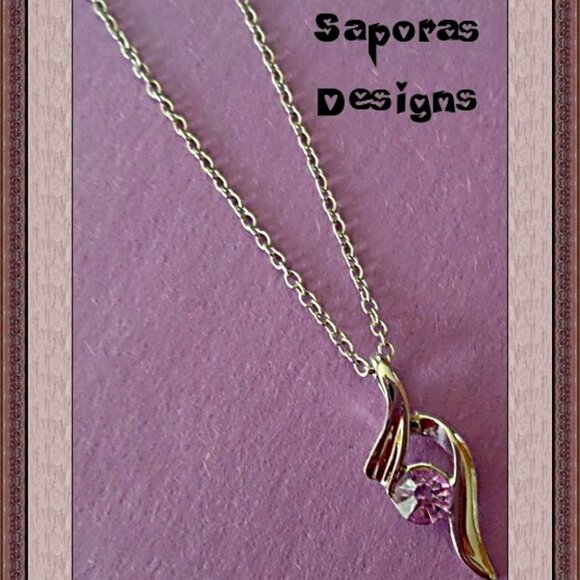 Silver Tone February Birthstone Color Crystal Necklace - Picture 1 of 1